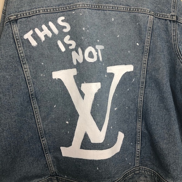 Hand Painted “This Is Not LV” Denim Jean Jacket - Picture 5 of 7